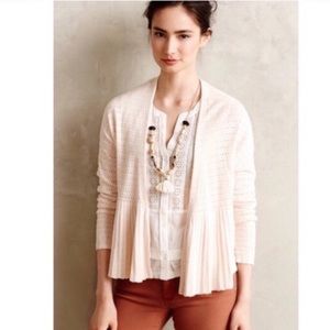 Anthropologie Moth pointelle peplum open cardigan